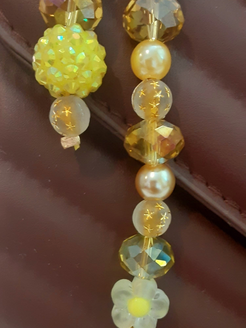 Yellow Handmade Beaded Bag Charm Phone And Key Charm Women Jewelry - Picture 2 of 3